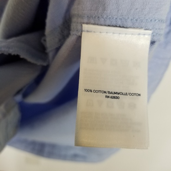 Lands' End Nautical Coastal Corduroy Shirt Dress Sz L Sky Blue Button Up - Picture 9 of 9